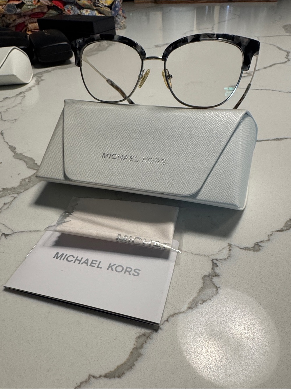 Michael Kors Gray Tortoiseshell-Top Cat Eye Glasses- - Picture 11 of 12